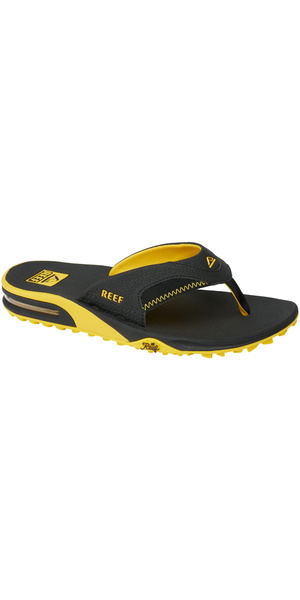 2026 Reef Hombres Sandalias Fanning Para Antes Del Partido CJ7225 - Black / Amarillo